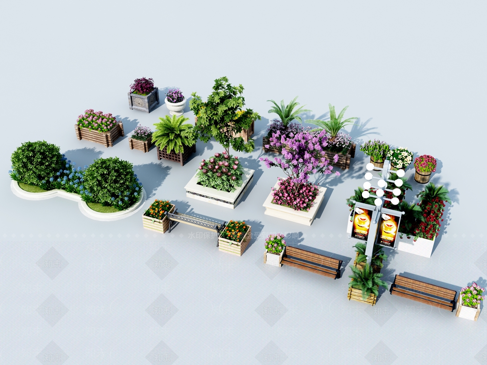 现代花坛花钵3D模型下载【ID:1100738447】