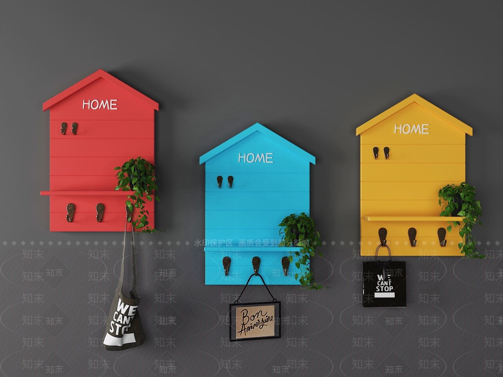 北欧墙上置物架3D模型下载【ID:1100744768】