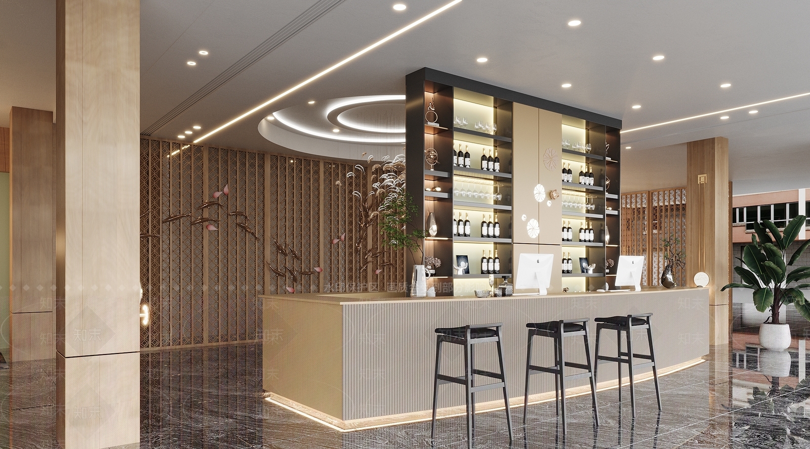 现代酒店前台3D模型下载【ID:1100748831】