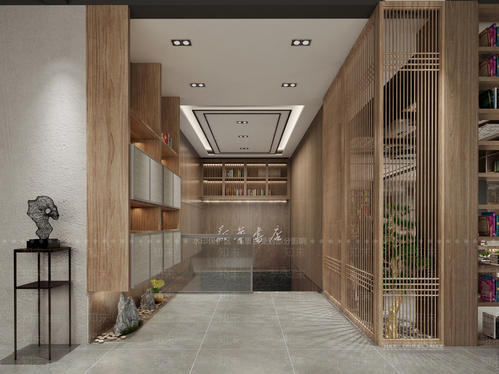 新中式图书馆3D模型下载【ID:1100751621】