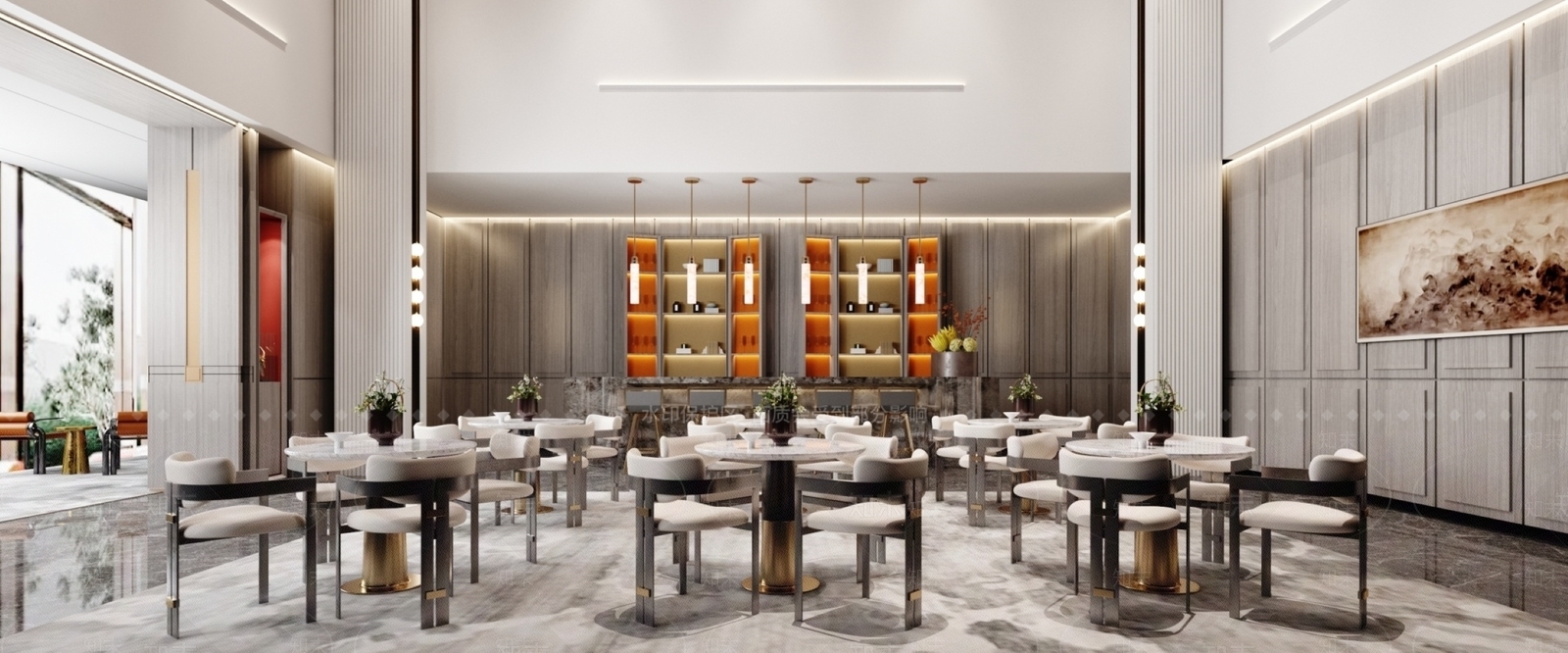 现代酒店宴会厅SU模型下载【ID:1100752258】