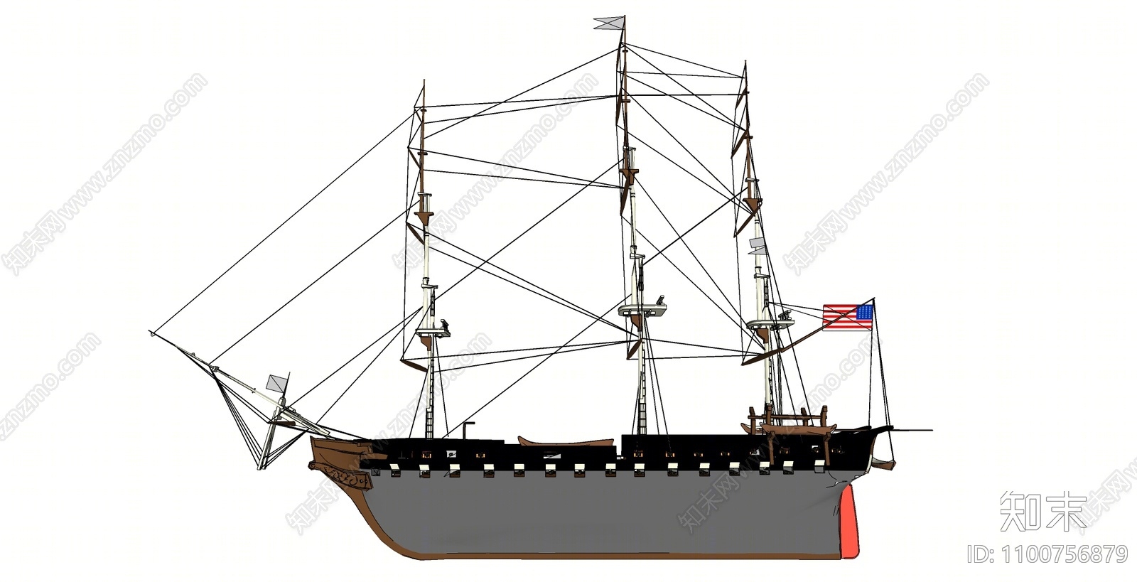 欧式舰船SU模型下载【ID:1100756879】