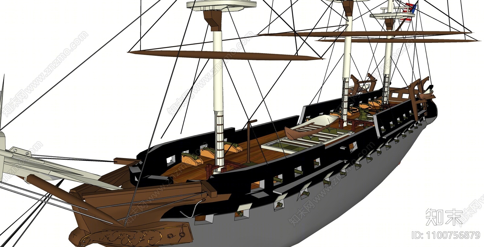 欧式舰船SU模型下载【ID:1100756879】