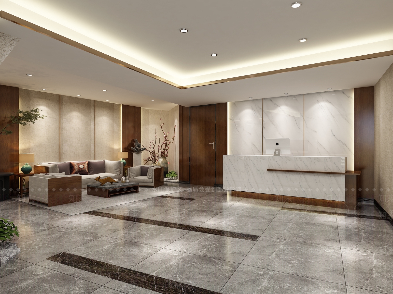 新中式公司吧台3D模型下载【ID:1100761600】