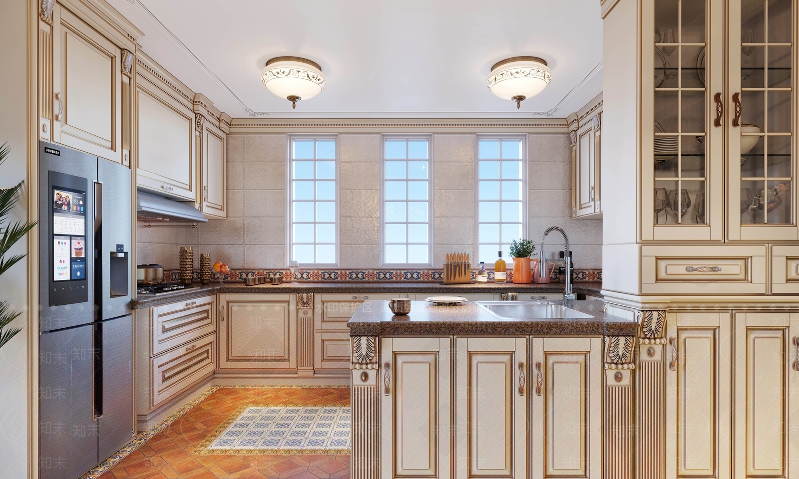 欧式古典家居厨房3D模型下载【ID:1100768317】