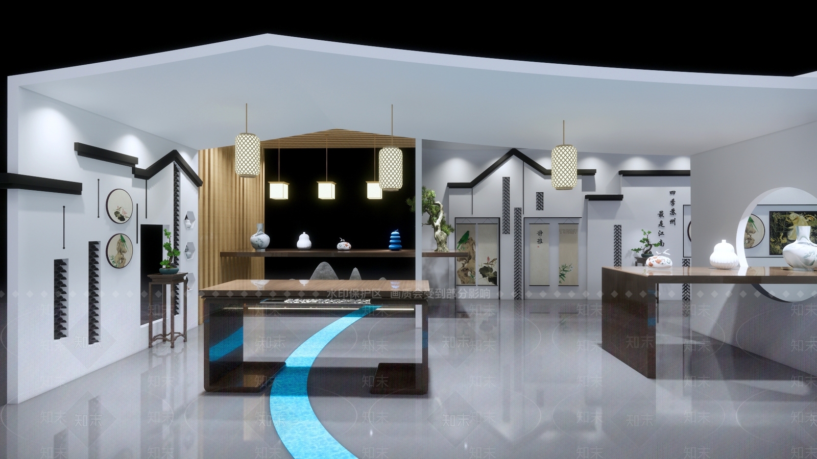 新中式展厅SU模型下载【ID:1100766479】