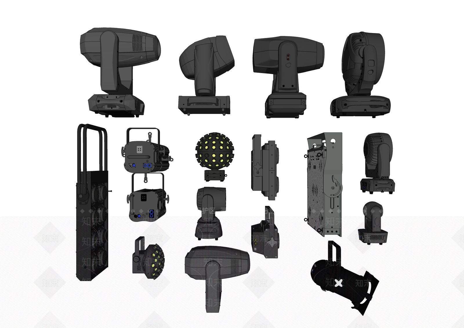 现代筒灯射灯SU模型下载【ID:1100776132】