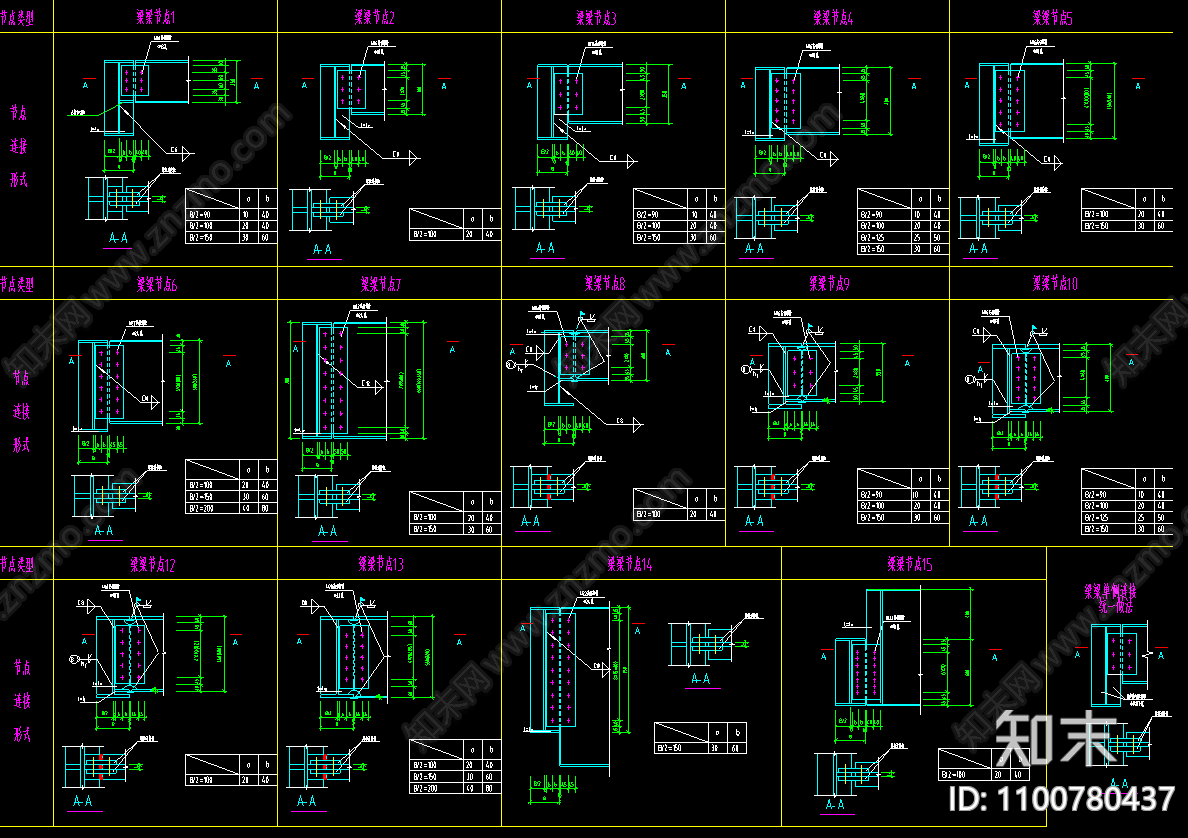 钢结构焊接连接节点施工图下载【ID:1100780437】