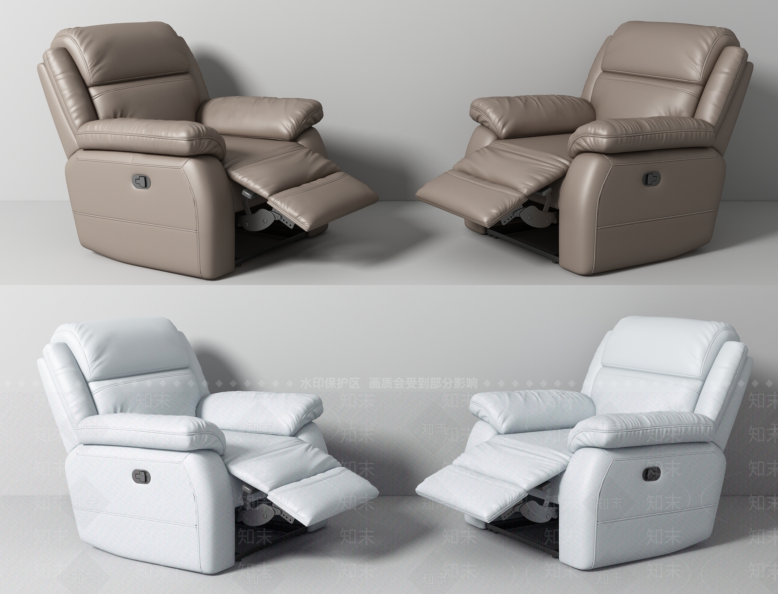 现代皮质按摩椅3D模型下载【ID:1100789791】