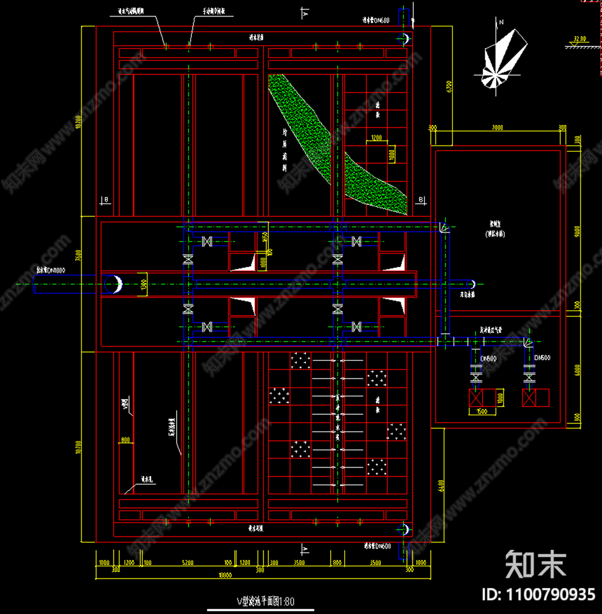 V型滤池cad施工图下载【ID:1100790935】