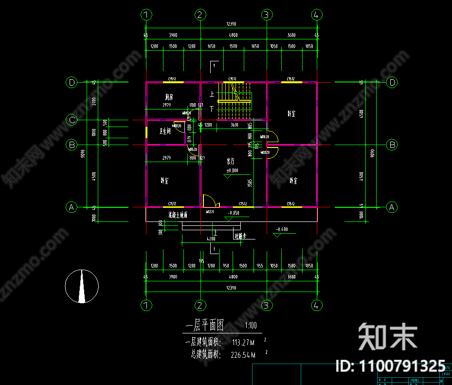 二层木结构住宅建筑施工图下载【ID:1100791325】