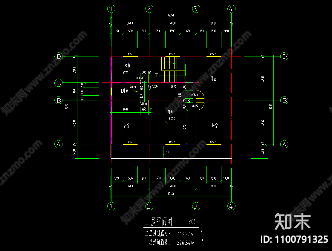 二层木结构住宅建筑施工图下载【ID:1100791325】