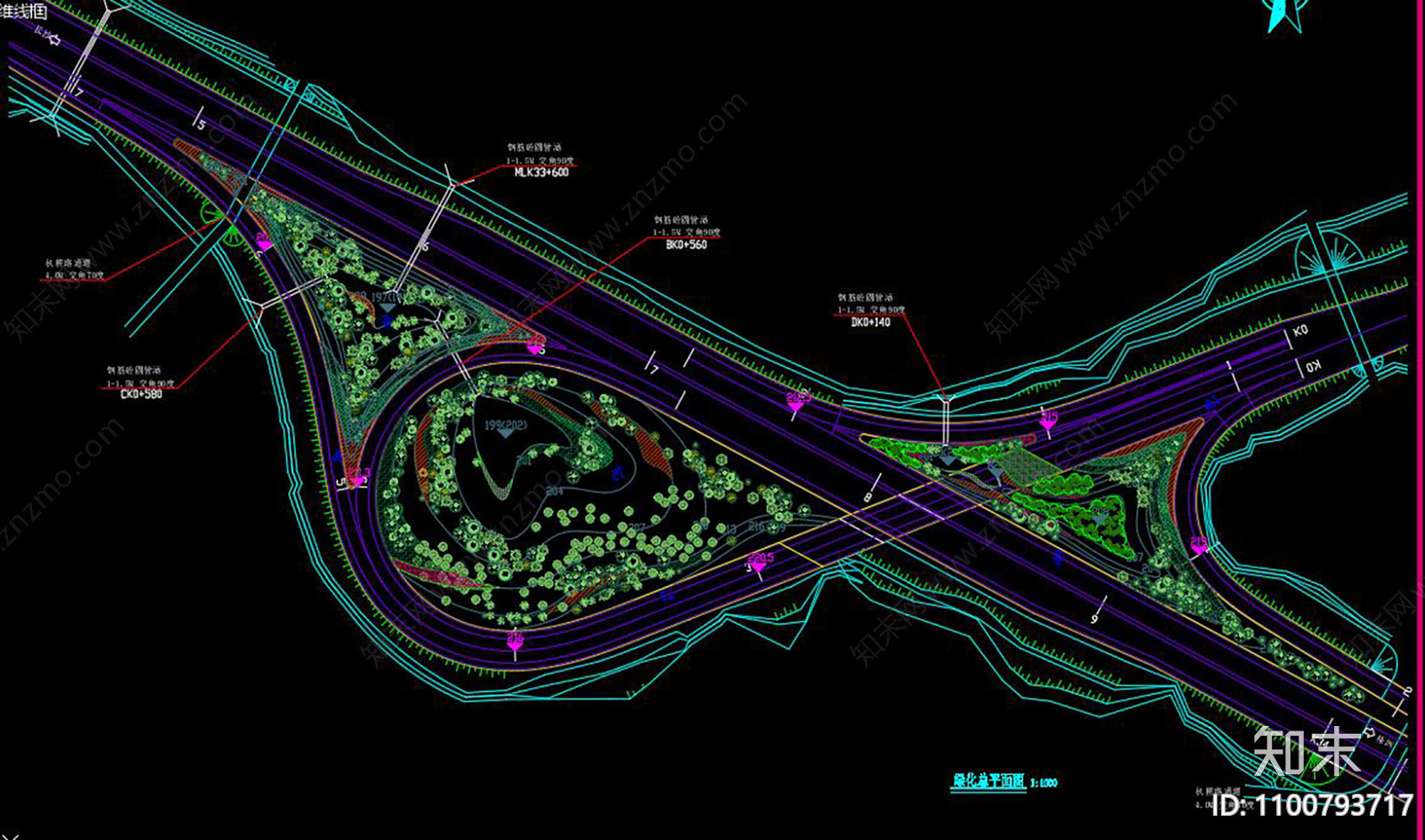 某高速路绿化工程cad施工图下载【ID:1100793717】