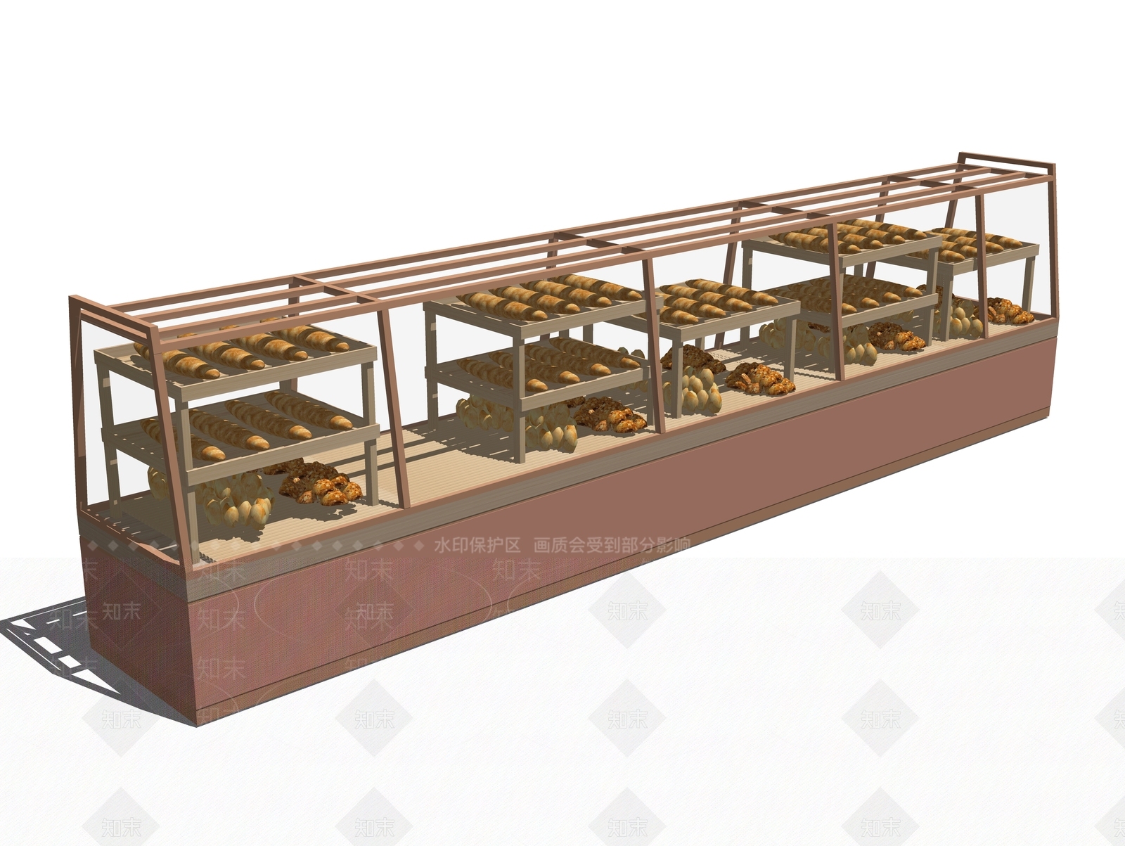 现代面包蛋糕展示架SU模型下载【ID:1100795824】