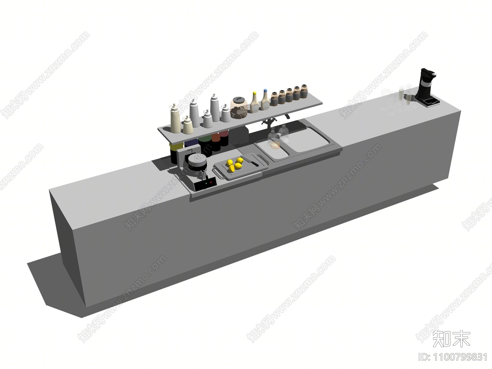 现代厨房台面SU模型下载【ID:1100799831】