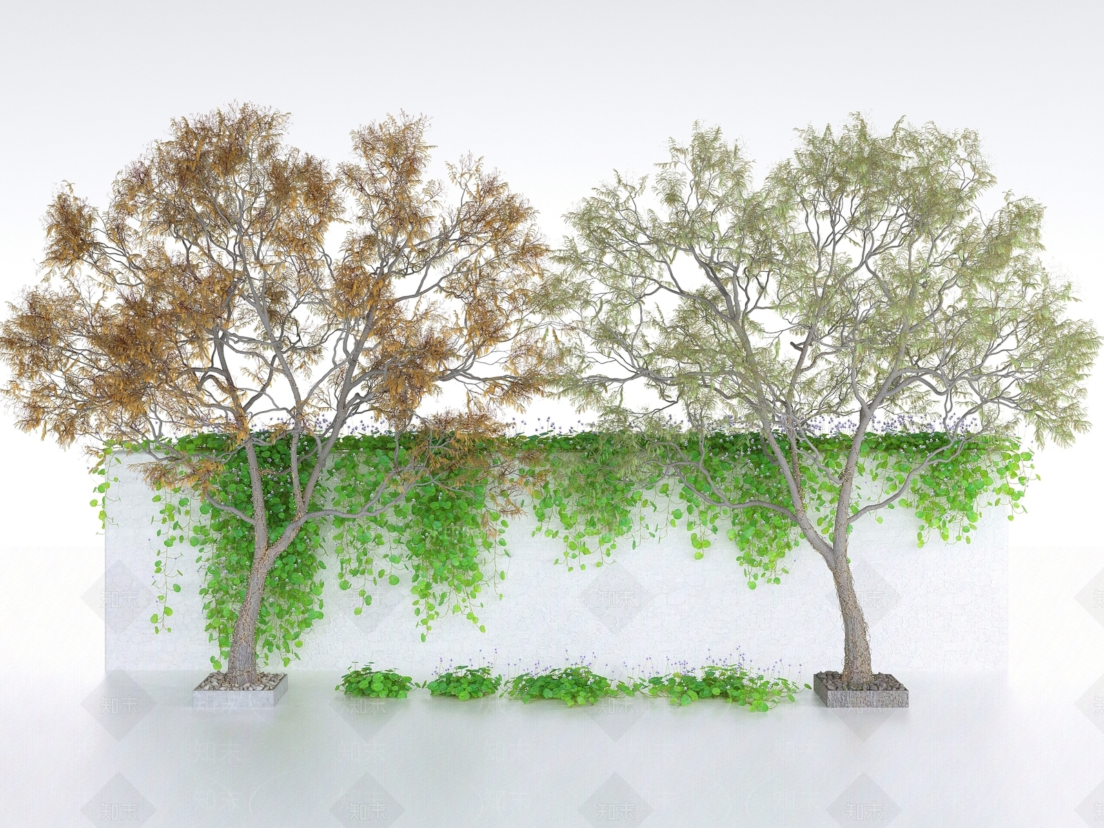现代绿植墙3D模型下载【ID:1100800532】