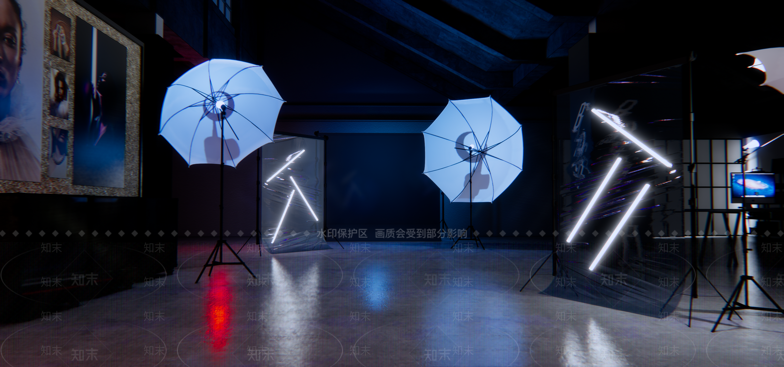 现代摄影棚SU模型下载【ID:1100803116】