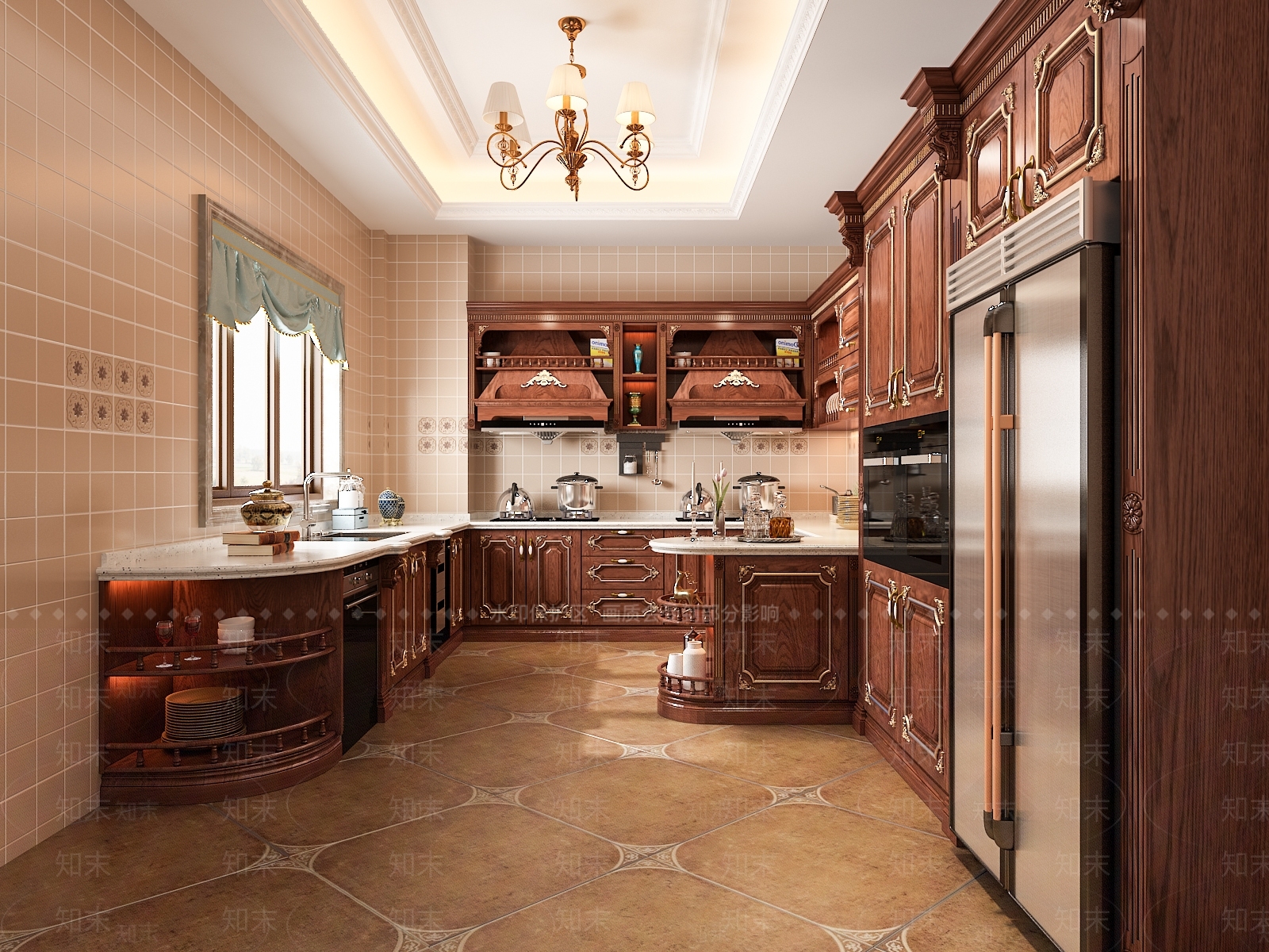 欧式古典家居厨房3D模型下载【ID:1100809633】