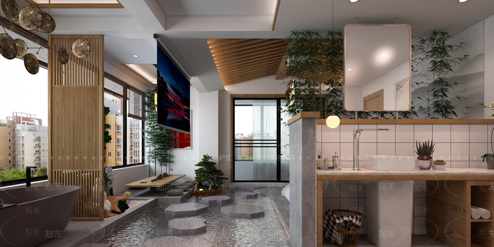 新中式民宿3D模型下载【ID:1100812855】