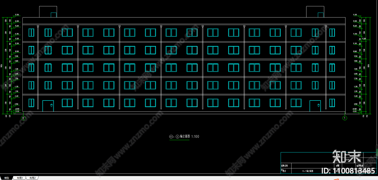 办公建筑cad施工图下载【ID:1100813485】