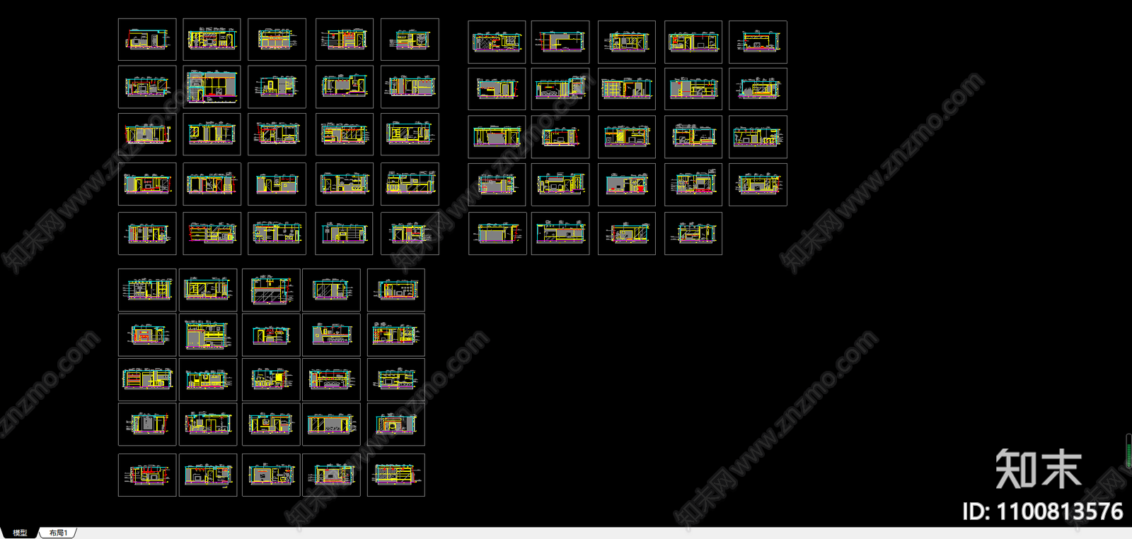 客厅电视背景墙方案施工图下载【ID:1100813576】