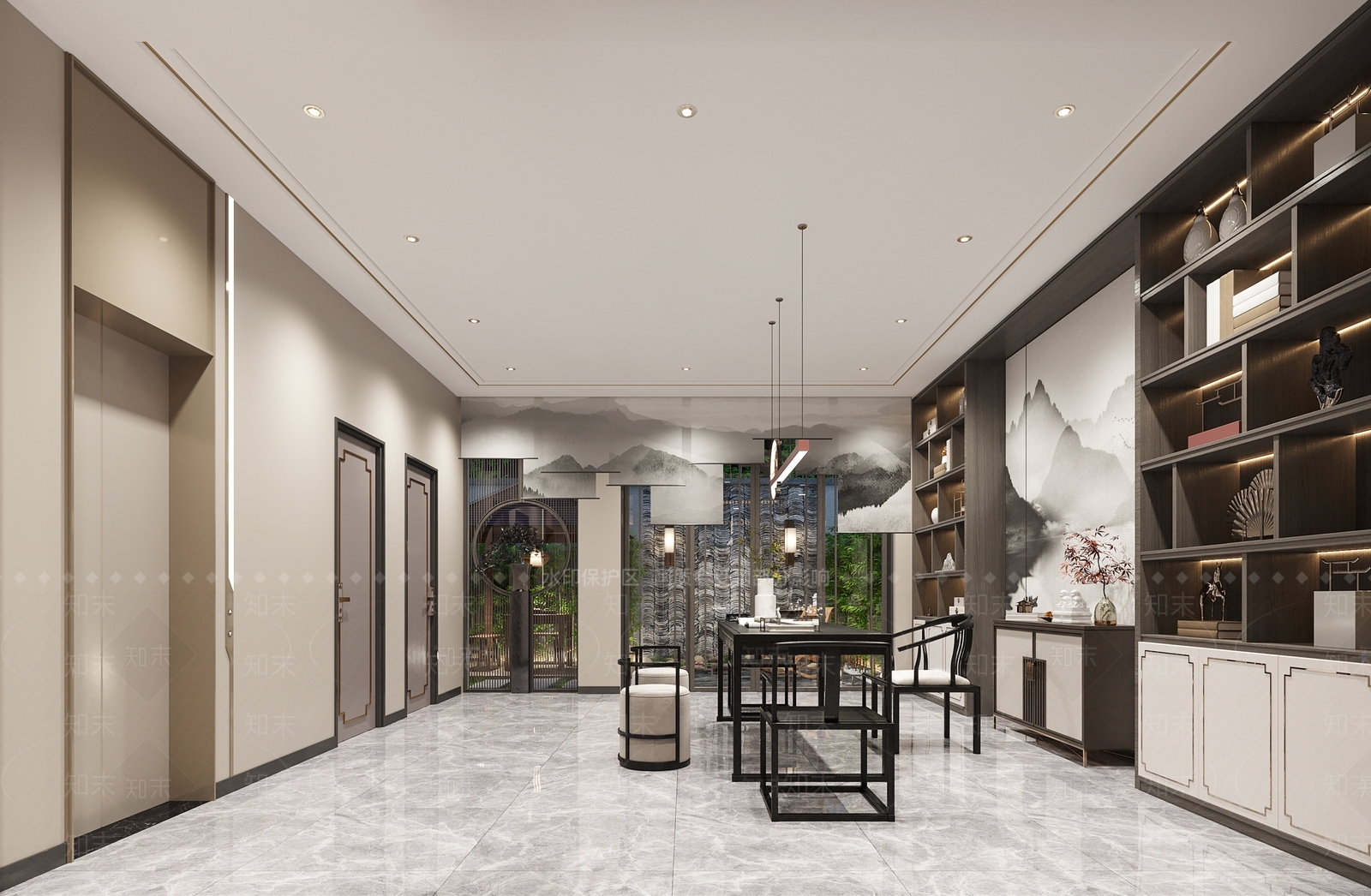 新中式家居影音室3D模型下载【ID:1100814140】