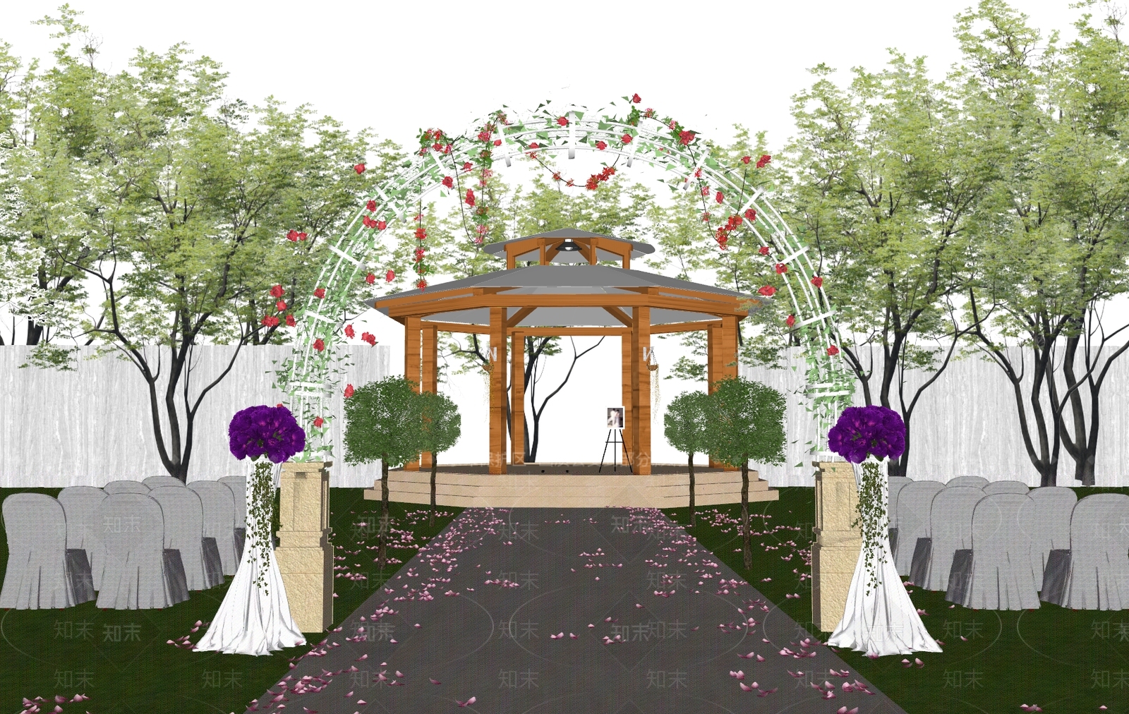 现代拱门花架SU模型下载【ID:1100821070】