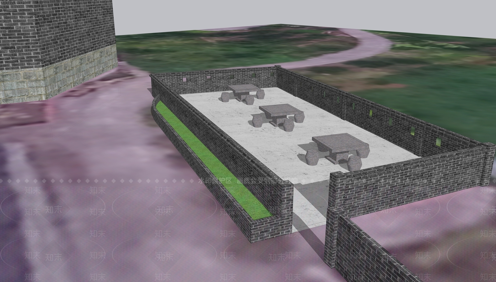 中式乡村广场景观座椅SU模型下载【ID:1100825162】