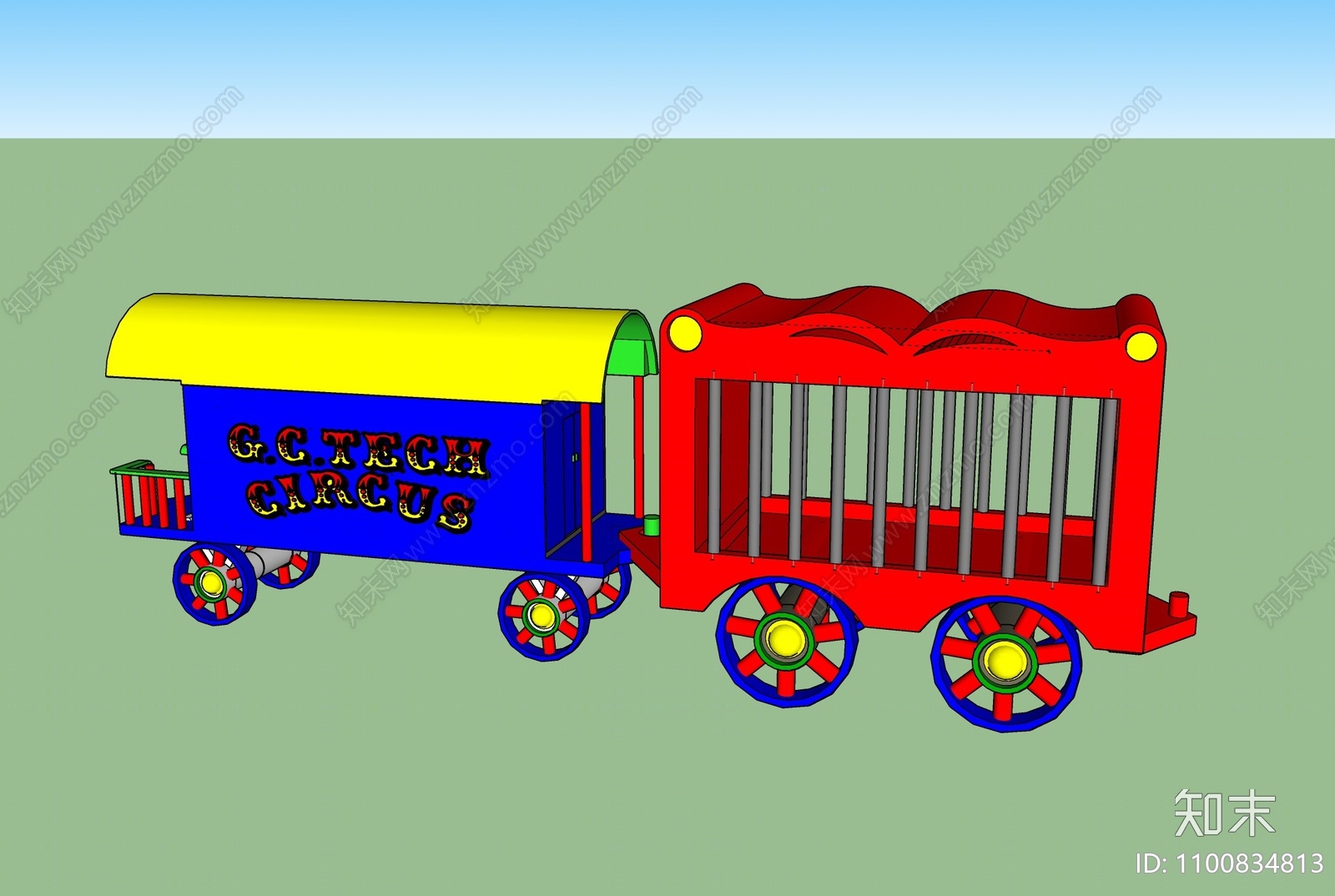 现代马戏团观兽车SU模型下载【ID:1100834813】
