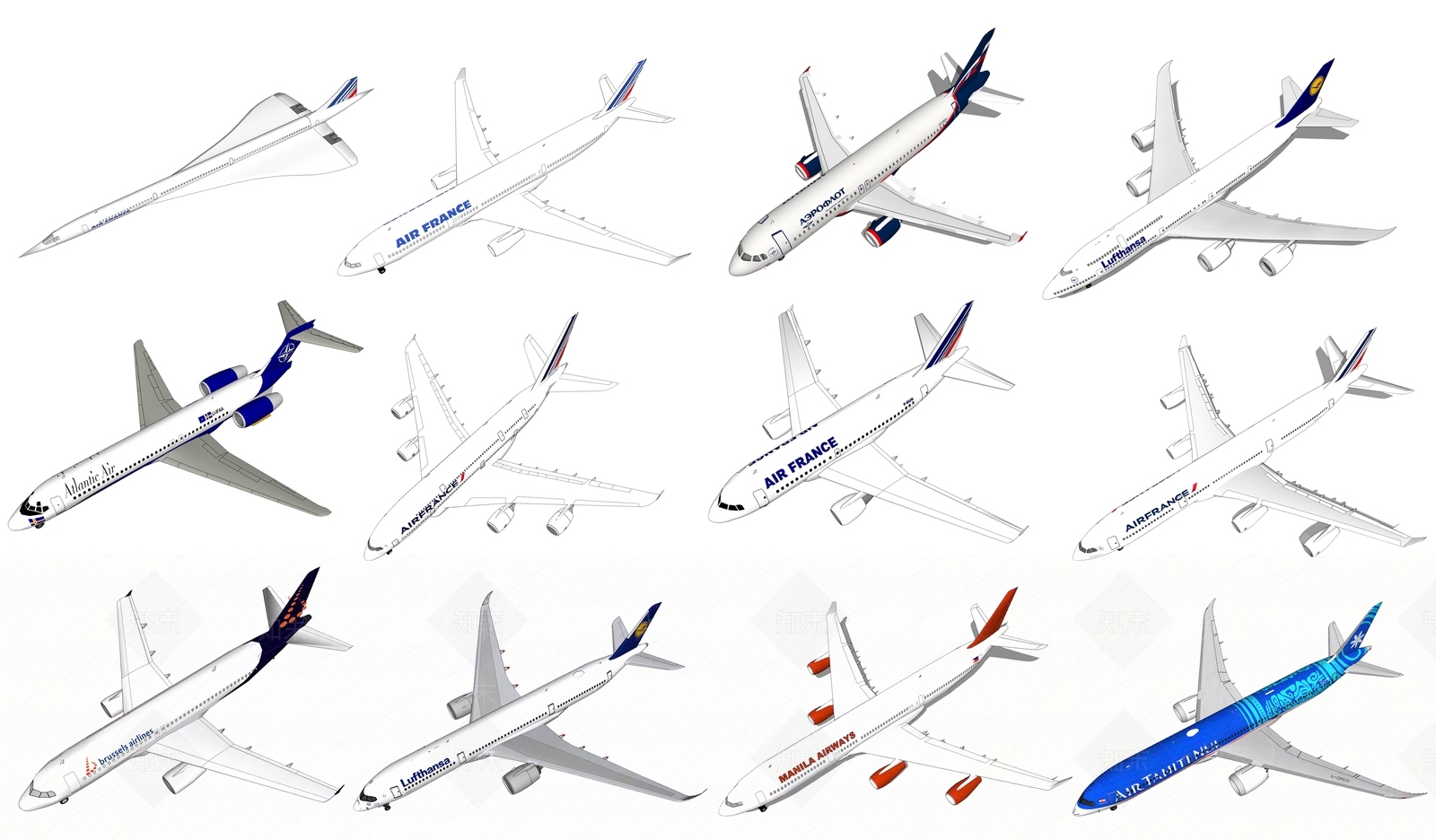 现代航空SU模型下载【ID:1100837925】