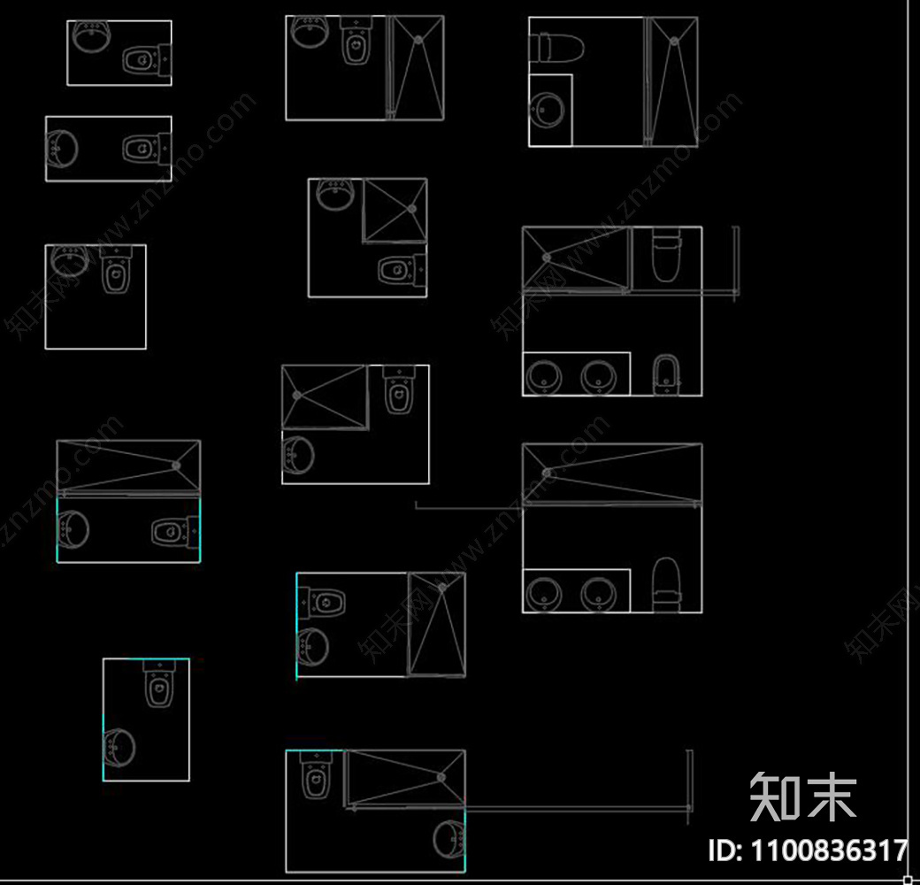 卫生间构件cad施工图下载【ID:1100836317】