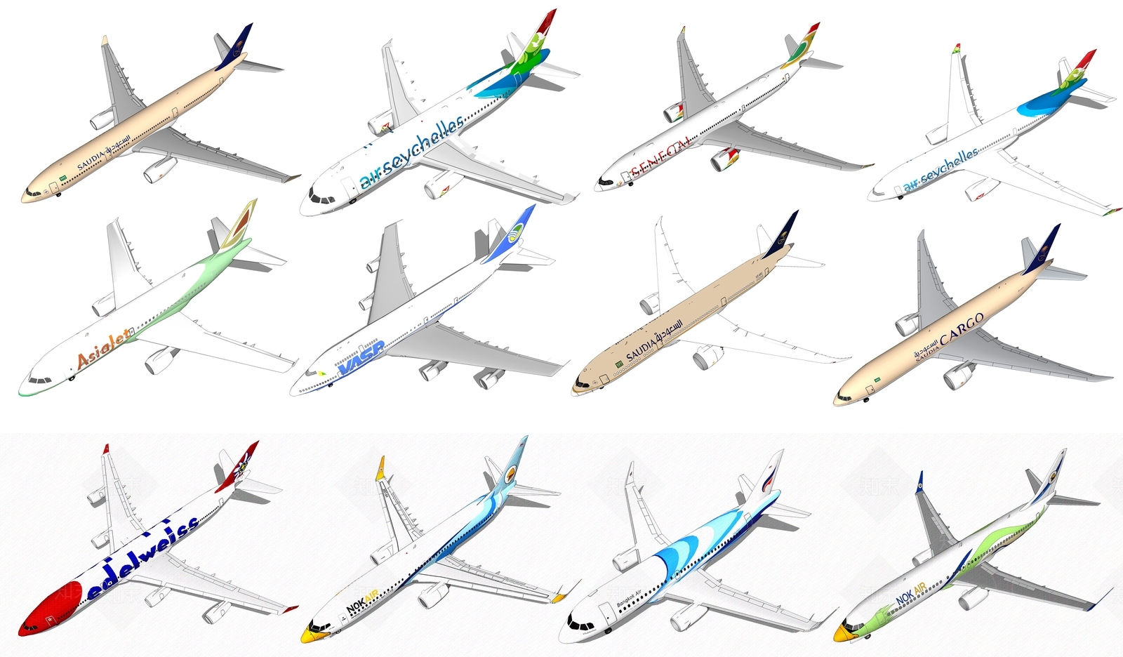 现代航空SU模型下载【ID:1100837743】