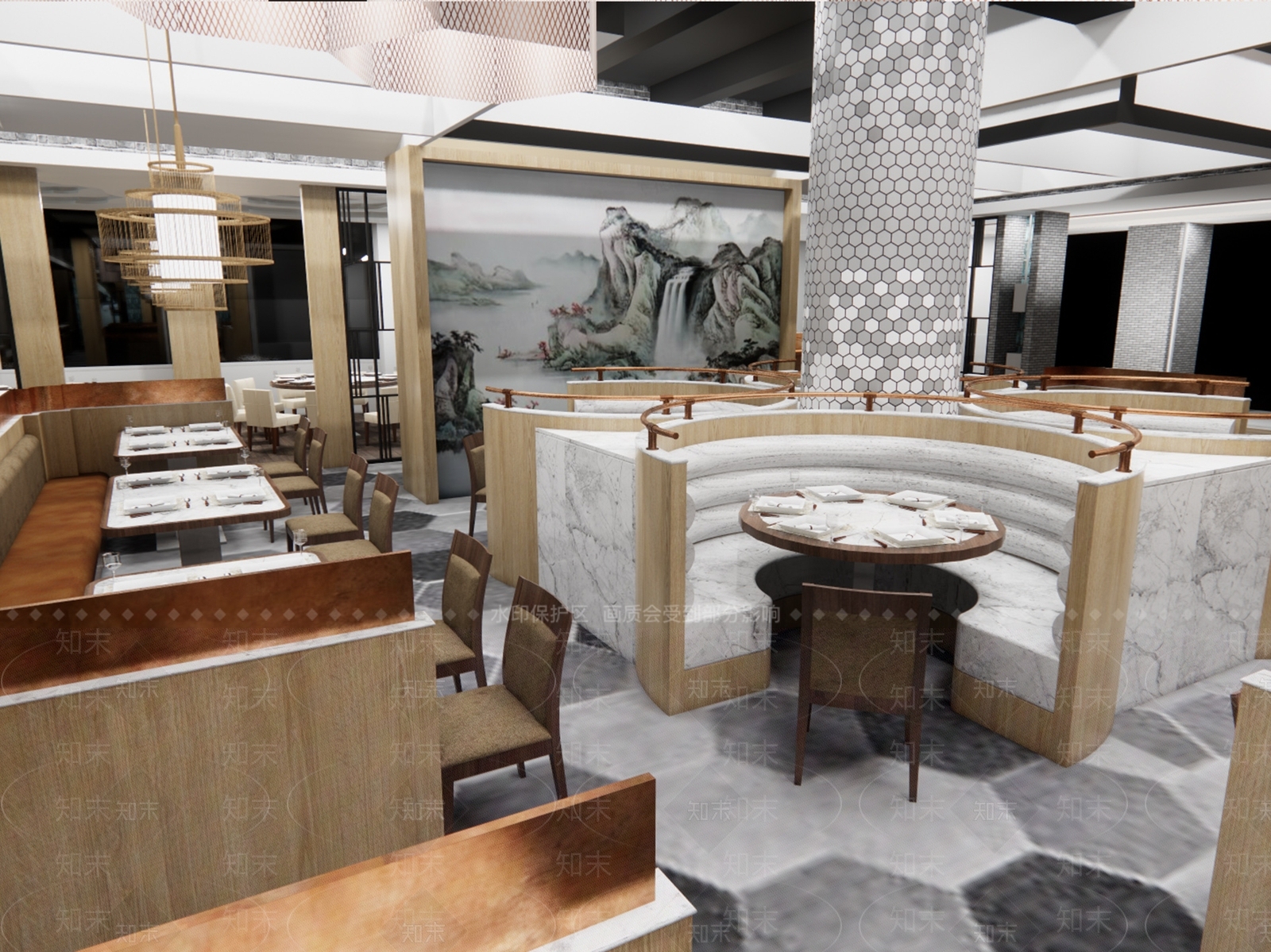 中式西餐厅SU模型下载【ID:1100841941】