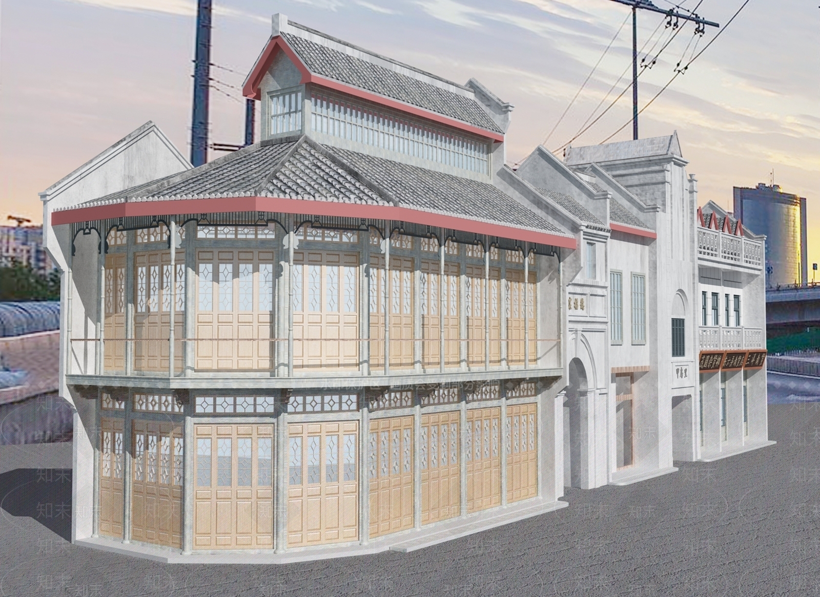 现代古建筑3D模型下载【ID:1100842905】