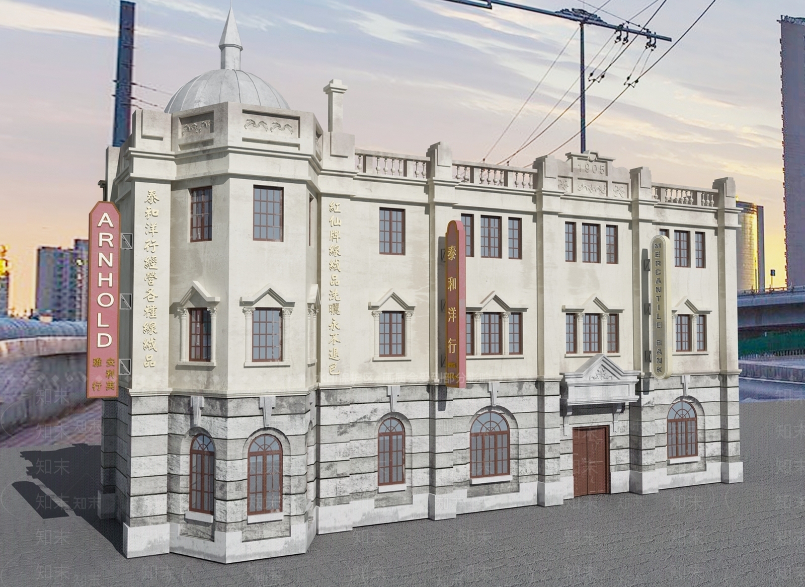 现代古建筑3D模型下载【ID:1100844876】