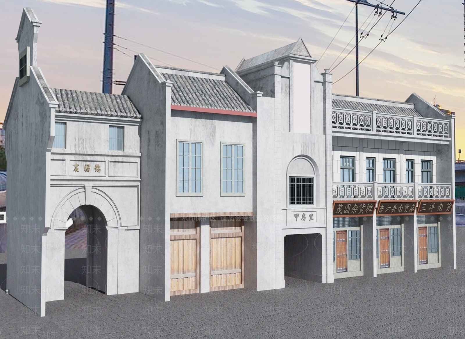 现代古建筑3D模型下载【ID:1100844838】