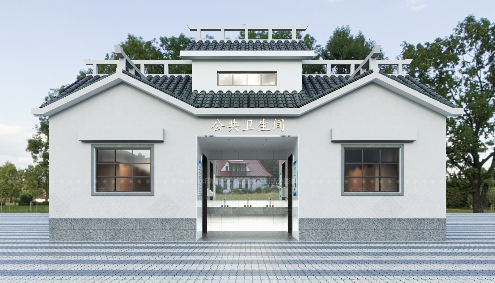 新中式公共卫生间3D模型下载【ID:1100850838】