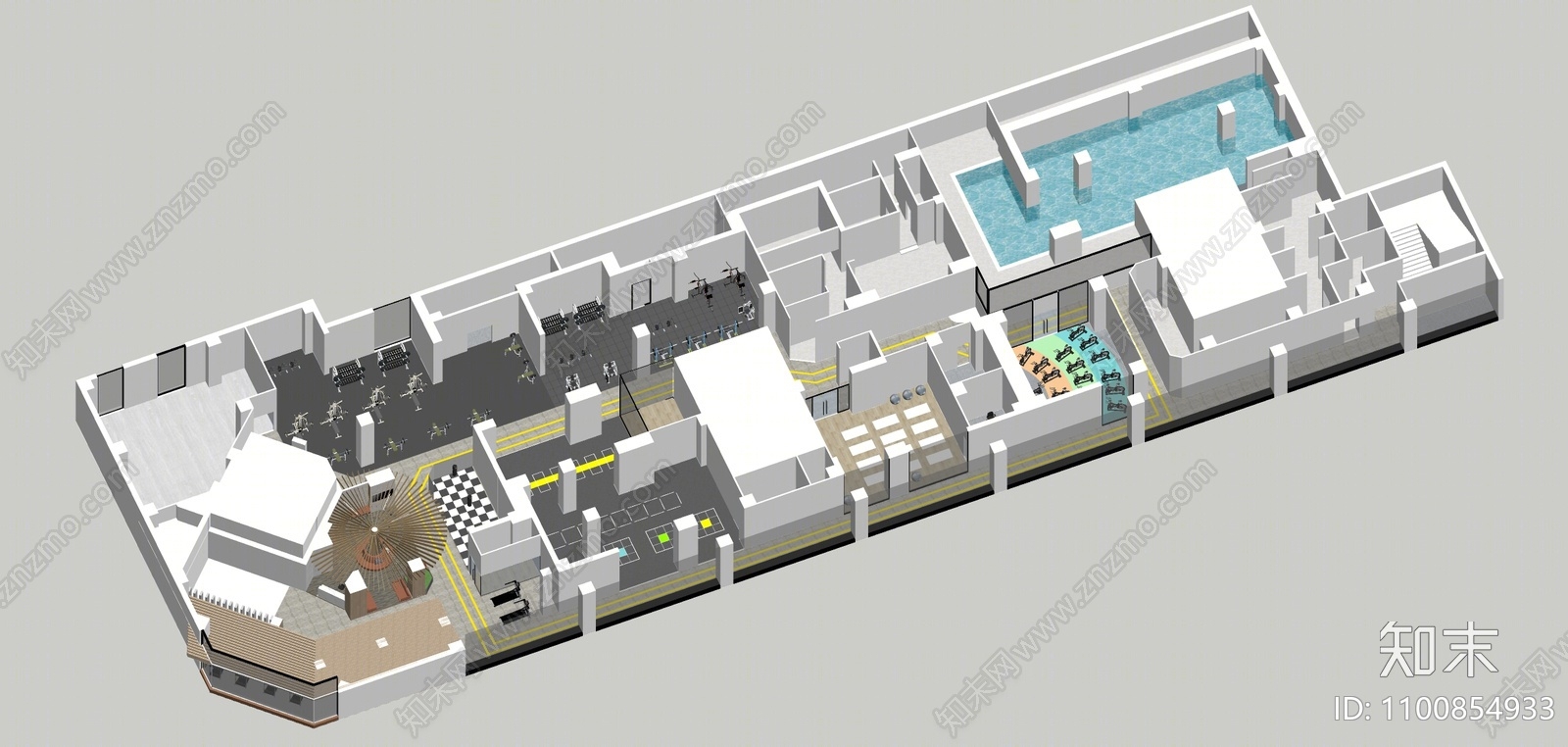 现代健身房SU模型下载【ID:1100854933】