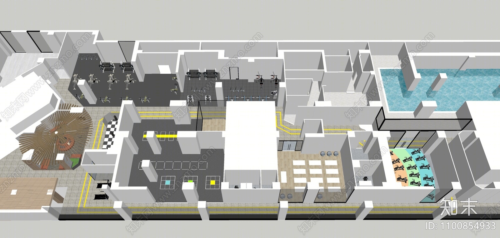 现代健身房SU模型下载【ID:1100854933】