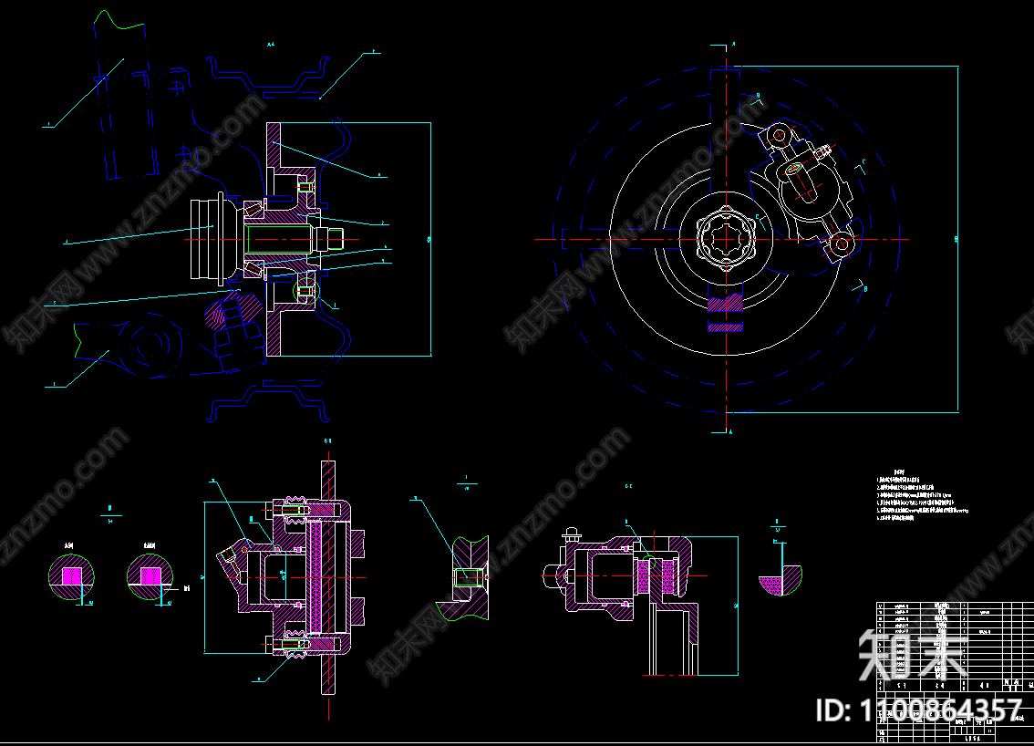 浮钳盘式制动器总成cad施工图下载【ID:1100864357】
