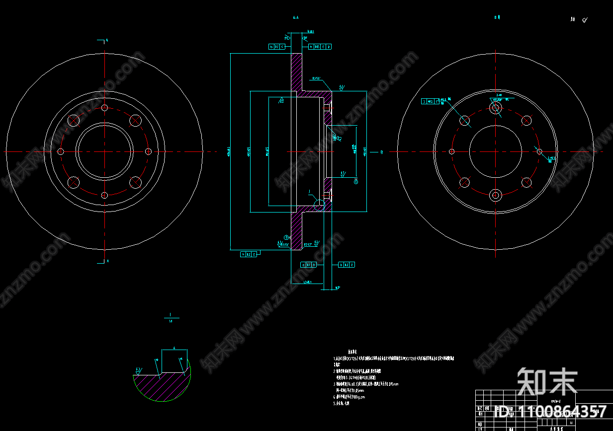 浮钳盘式制动器总成cad施工图下载【ID:1100864357】