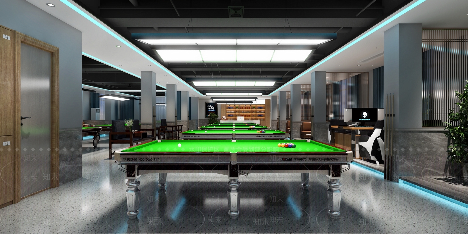 现代桌球室3D模型下载【ID:1100872741】