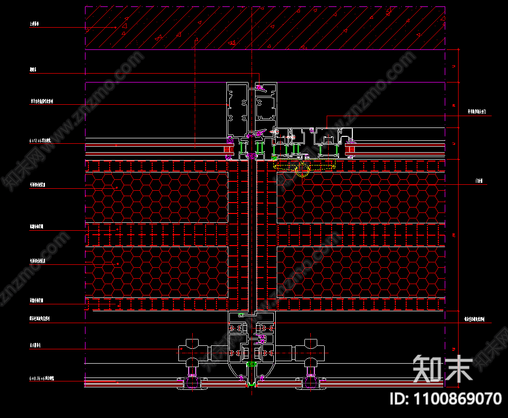 通风幕墙构造做法节点cad施工图下载【ID:1100869070】