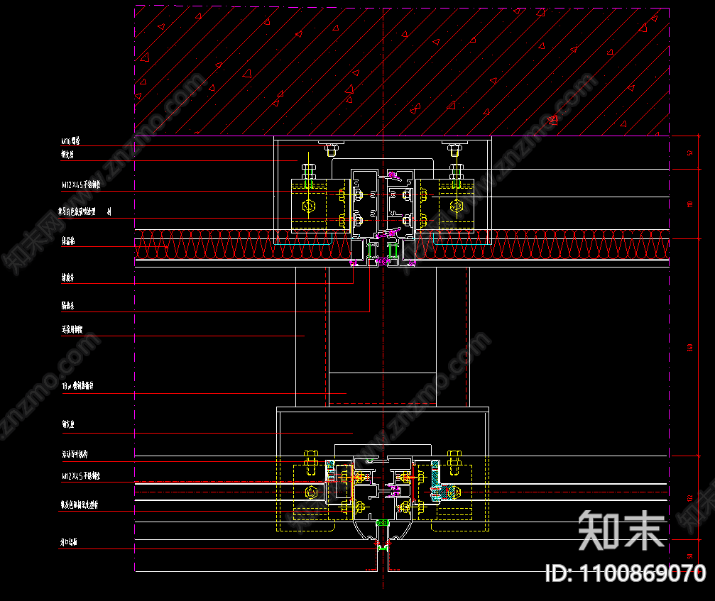 通风幕墙构造做法节点cad施工图下载【ID:1100869070】