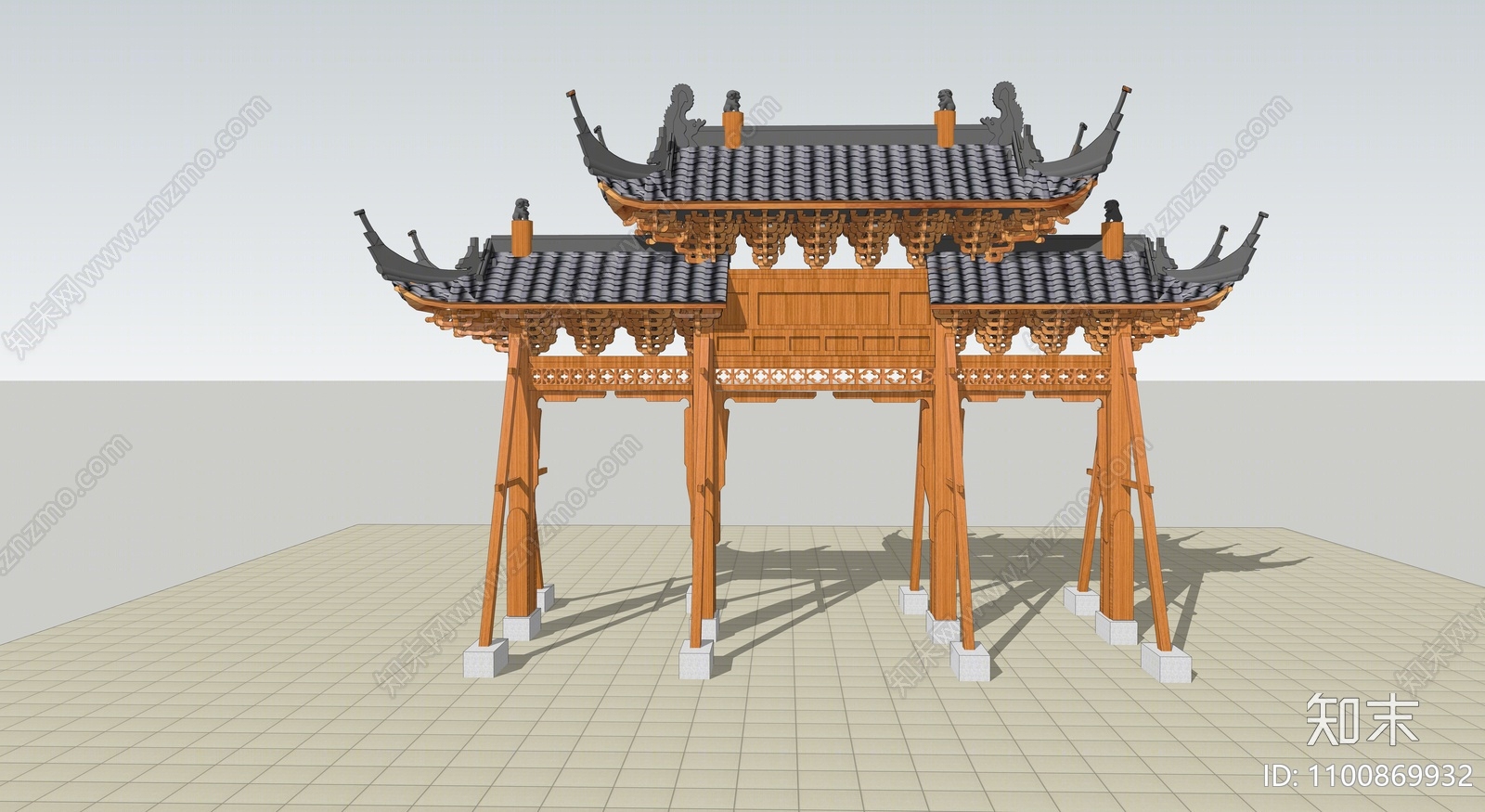 中式古建筑SU模型下载【ID:1100869932】