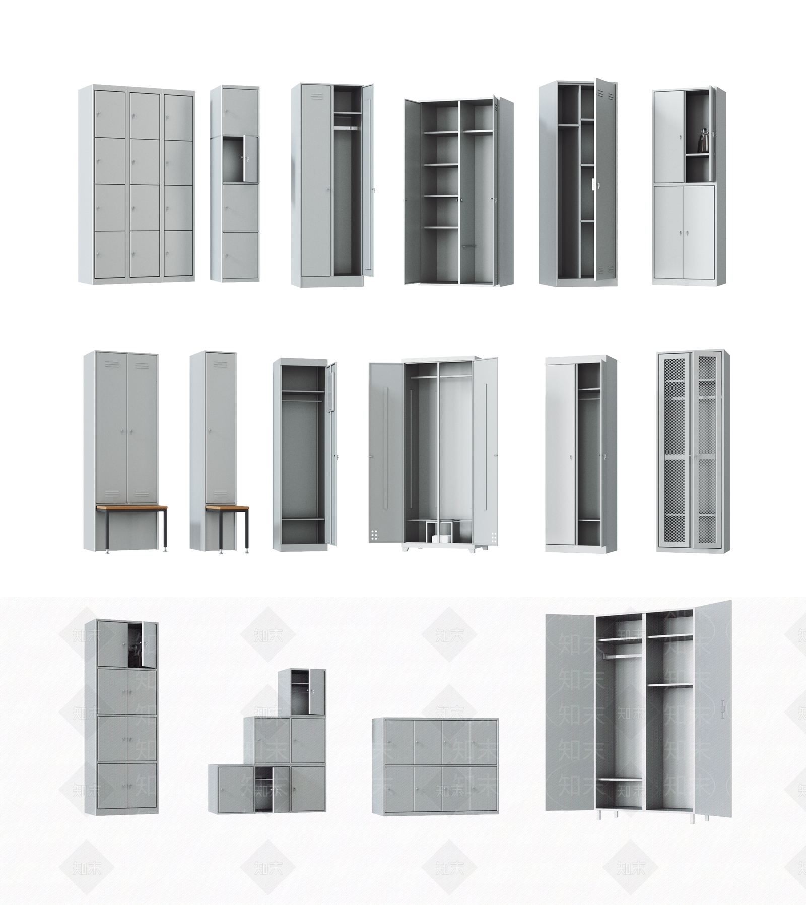 现代健身房更衣室衣柜组合3D模型下载【ID:1100883711】