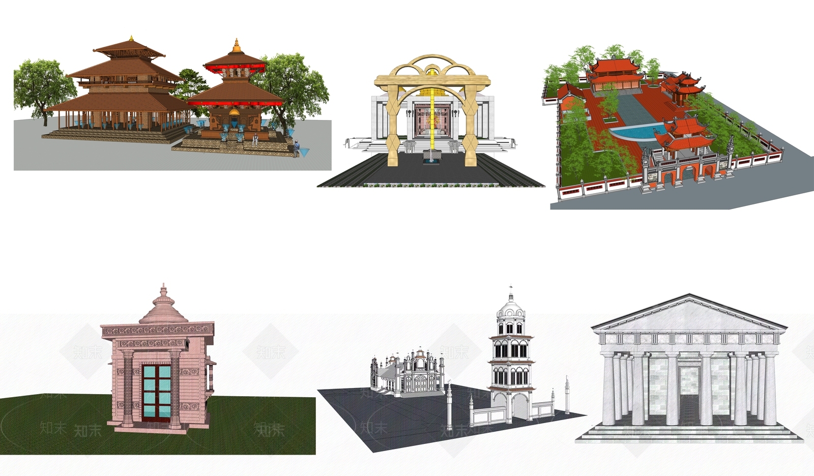 欧式寺庙建筑SU模型下载【ID:1100889634】