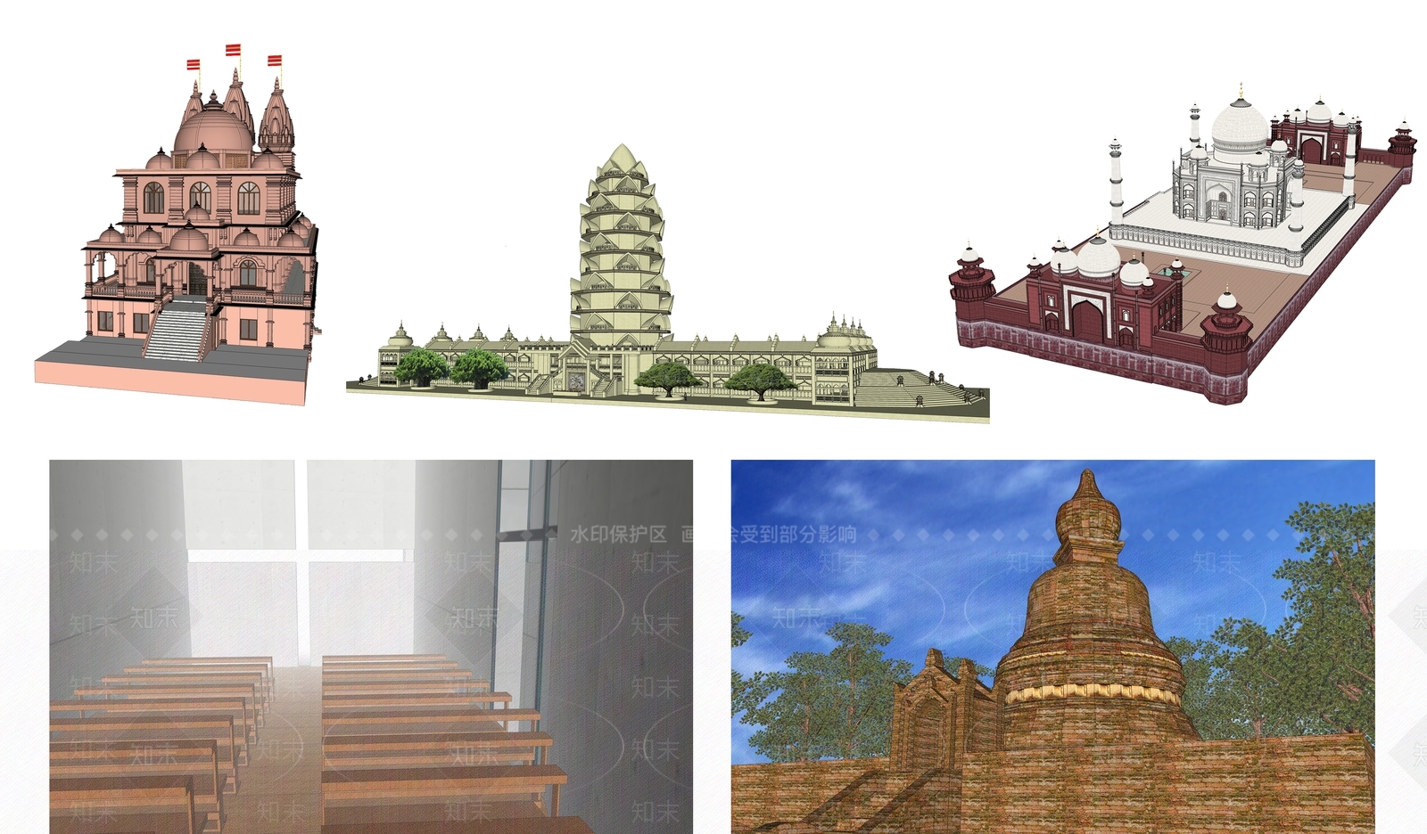 欧式寺庙建筑SU模型下载【ID:1100889643】