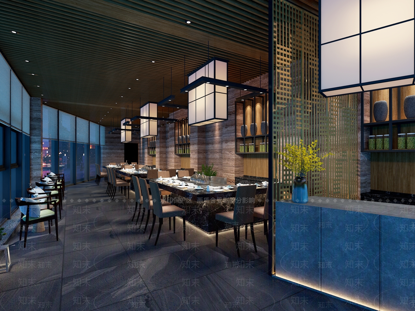 工业风自助餐厅3D模型下载【ID:1100892631】