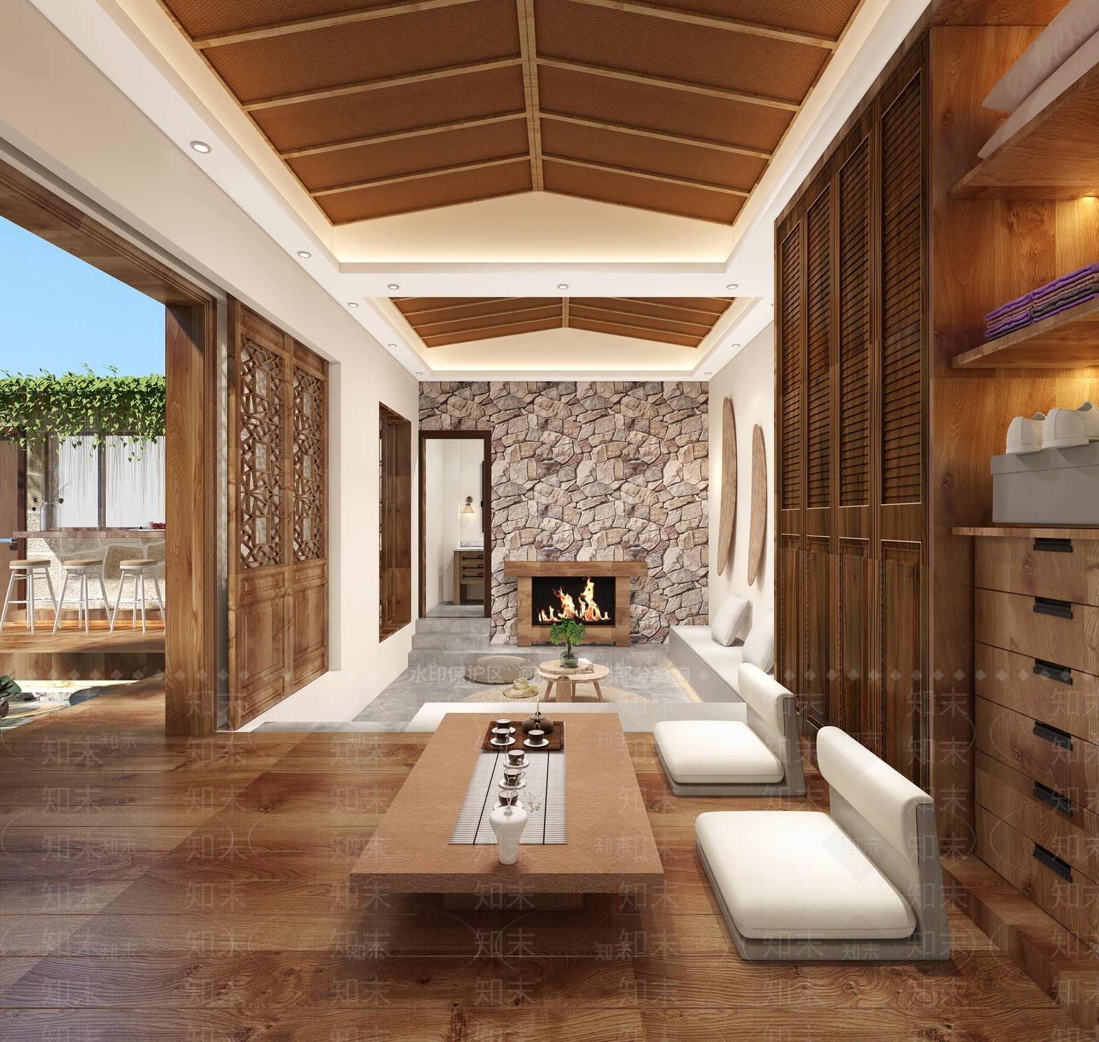 现代名宿茶室3D模型下载【ID:1100898826】